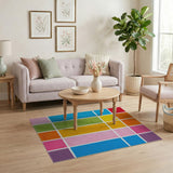 Vibrant Multi-Color Grid Area Rug