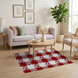 Bold Red Geometric Houndstooth Area Rug