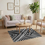 Geometric Modern Black and White Bold Black White Geometric Zigzag Area Rug