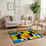 Vibrant Geometric Cats Area Rug