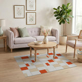 Red and Beige Geometric Modern Area Rug