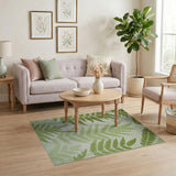 Floral Vintage Green Fern Leaf Area Rug