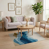 Serene Blue Wave Layers Abstract Area Rug