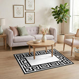 Geometric Modern Black and White Black White Greek Key Geometric Area Rug