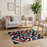 ODIKA Retro Spiral Red White & Blue Washable Low Pile Area Rug