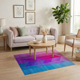 Vibrant Pink Purple Blue Chevron Geometric Area Rug