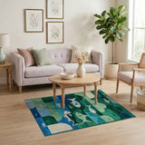 Whimsical Fish Swim Abstract Area Rug