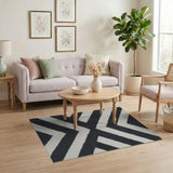 Bold Black White Geometric Chevron Area Rug