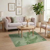Sage Green Fern Leaf Area Rug