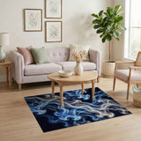 Blue and Teal Ethereal Blue Swirl Abstract Area Rug