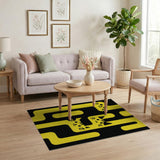 Yellow Playful Yellow Cartoon Cats Area Rug