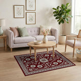 Red Traditional Persian Elegant Red Persian Floral Area Rug
