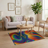 Vibrant Rainbow Mountain Swirl Area Rug