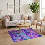 Multi-color and Patterns Purple Mermaid Scale Area Rug