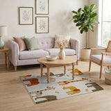 Whimsical Elephants Giraffes Birds Kids Area Rug