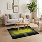 Yellow Halftone Grid Geometric Area Rug