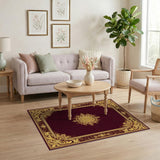 Red Gold Ornate Medallion Persian Area Rug