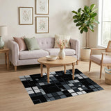 Black and White Grid Modern Black White Geometric Grid Area Rug