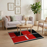 Modern Red Black Geometric Area Rug