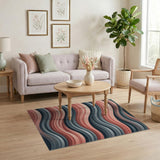 Layered Wavy Abstract Area Rug