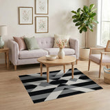 Bold Black White Geometric Triangle Rug