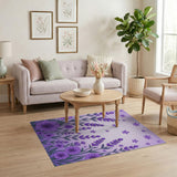 Purple Lavender Garden Floral Area Rug