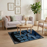 Gothic Crows Cemetery Silhouette Rug