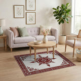 Ornate Red Persian Floral Medallion Area Rug