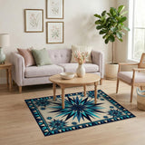 Teal Starburst Geometric Modern Area Rug