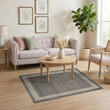 Beige Framed Grid Geometric Area Rug