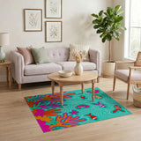 Playful Seahorse Fish Coral Ocean Area Rug