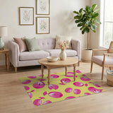 Playful Pink Cherry Fruit Pattern Area Rug