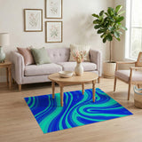 Blue and Teal Abstract Area Swirling Blue Teal Abstract Area Rug