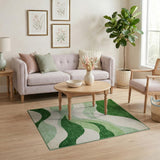 Serene Green Waves Abstract Area Rug