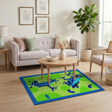 Playful Blue Frogs Kids Area Rug