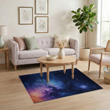 Washable Cosmic Galaxy Area Rug - Low Pile, Non-Slip & Pet Friendly