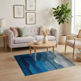 Gradient Blue Wave Abstract Area Rug