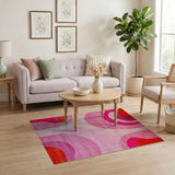 Vibrant Pink Red Geometric Abstract Area Rug