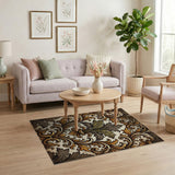 ODIKA Vintage Damask Washable Area Rug - Non-Slip Low Pile Traditional Rug