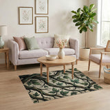 Entwined Green Vine Leaf Area Rug