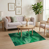 Emerald Green Wave Geometric Area Rug
