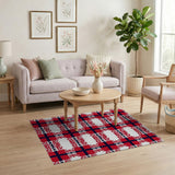 Bold Red Navy Plaid Geometric Area Rug