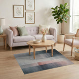 Distressed Grey Vertical Stripe Area Rug