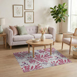 Pink Leaf and Berry Floral Area Rug