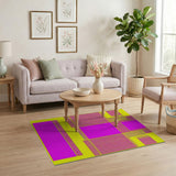 Vibrant Pink Yellow Geometric Geometric Modern Area Rug