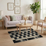 Black and White Plaid Distressed Black White Plaid Area Rug