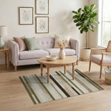 Modern Geometric Green Stripe Area Rug