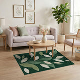 Overlapping Green Leaves Abstract Area Rug