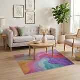 Multi-color and Patterns Vibrant Wavy Multi-Color Abstract Area Rug