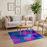 Vibrant Wavy Abstract Area Rug in Blue Pink Teal